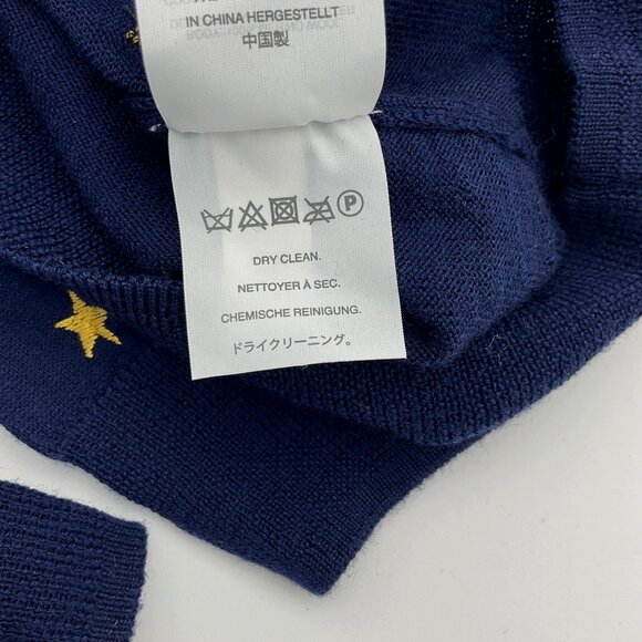 J. Crew Tippi Merino Wool Navy Crewneck Sweater Embroidered Gold Stars M NWT - Picture 6 of 7